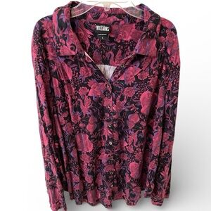 TORRID Disney Villains Button Down Long Sleeve Purple Blouse 1X 14/16